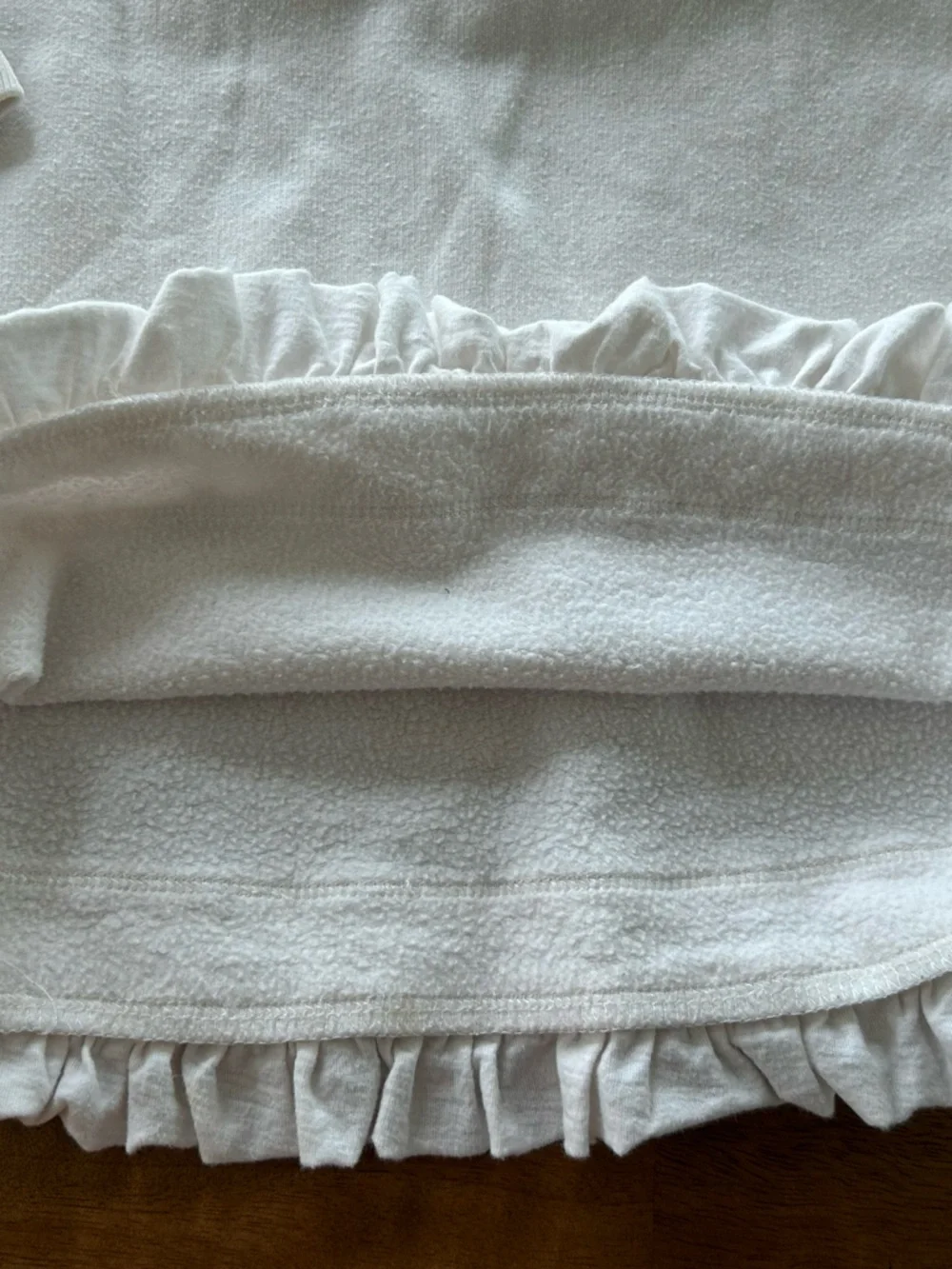 Ralph Lauren - Girls Cream Ruffle-Hem Pullover Top w/ Fleece Lining - 24 mo.